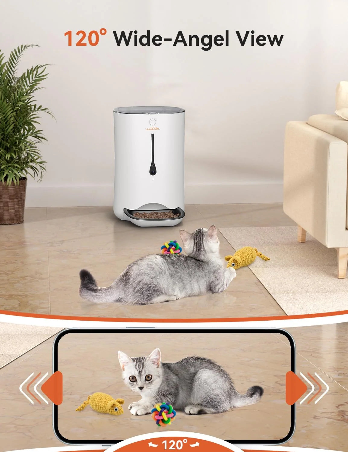 Automatic Cat Dog Feeder with Camera, App Control Smart Pet Feeder Food