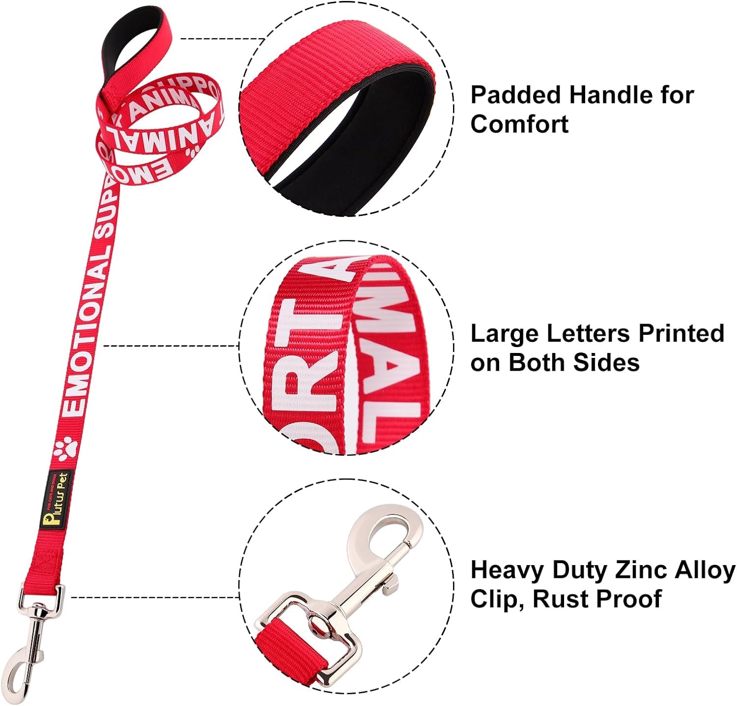 Emotional Support Animal Leash with Soft Neoprene Padded Handle