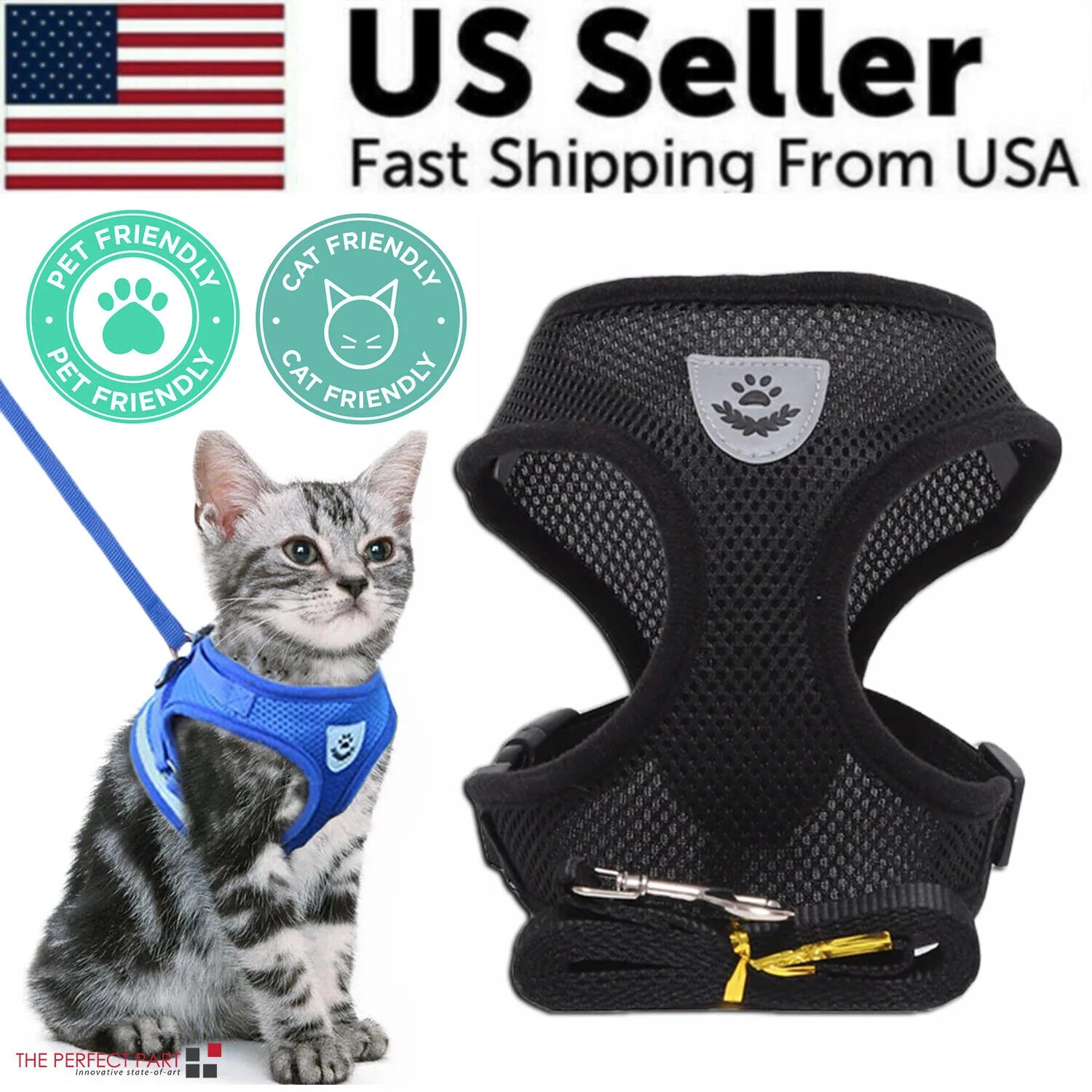 Cat Dog Pet Harness Adjustable Control Vest Dogs Reflective