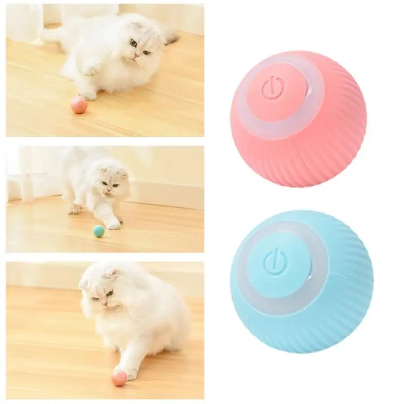 Rechargeable Cat Ball Toy Smart Automatic Rolling Kitten Toys 360 Degree Spinning Ball