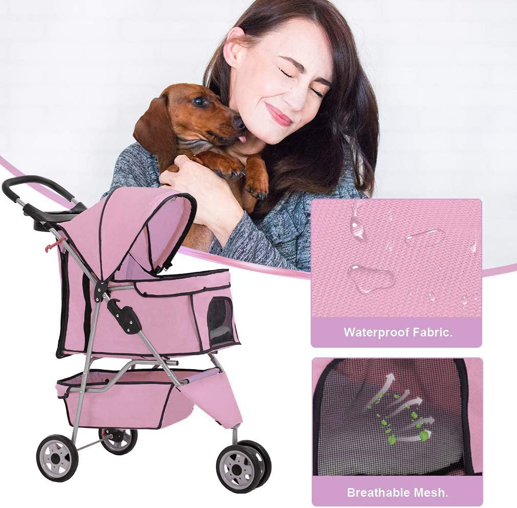 3 Wheels Pet Stroller Dog Stroller Cat Cage Jogger Stroller