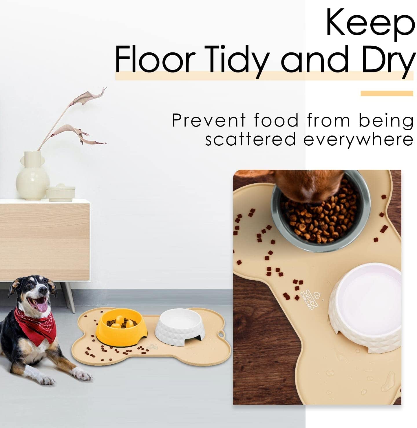 Dog Food Mat Bowl Mat for Floors Waterproof Silicone Cat Dog Feeding Mat