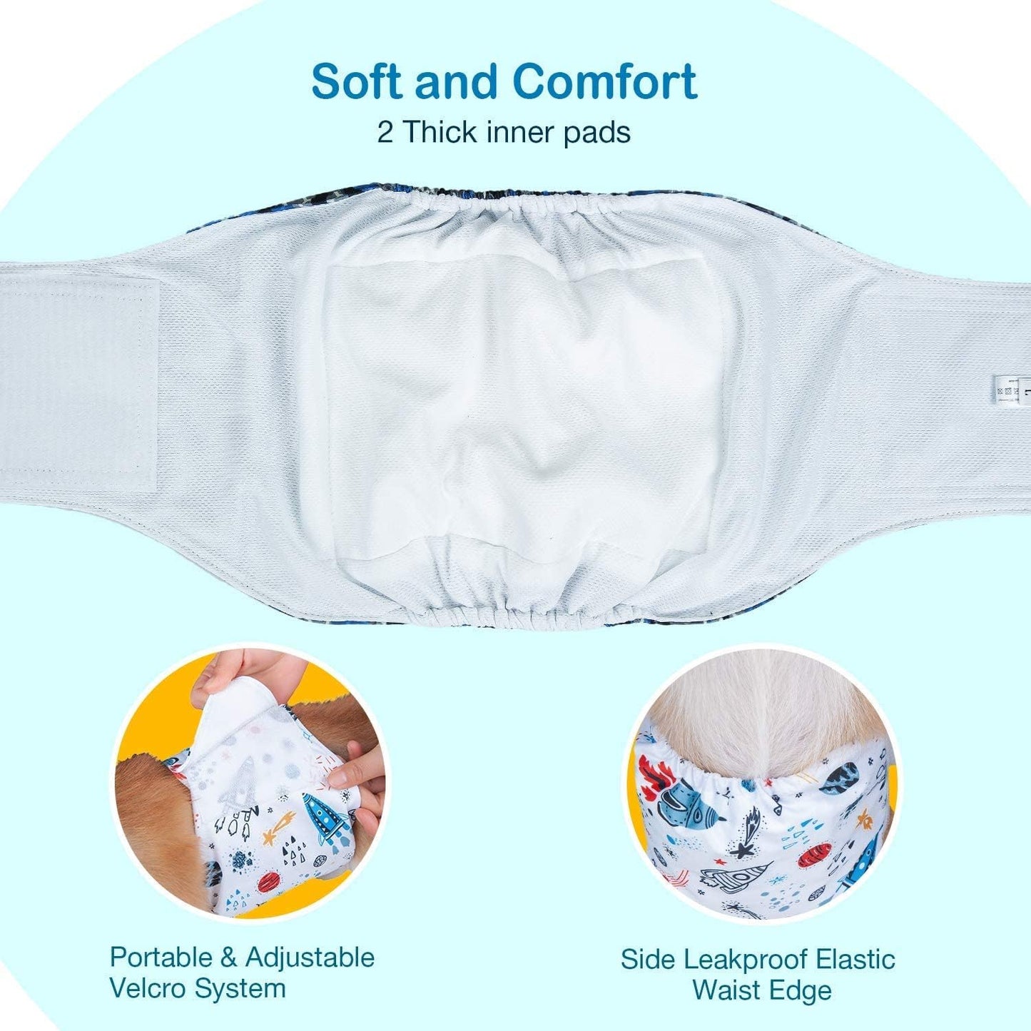 Dog Belly Band - 3 Packs Reusable Dog Diapers 