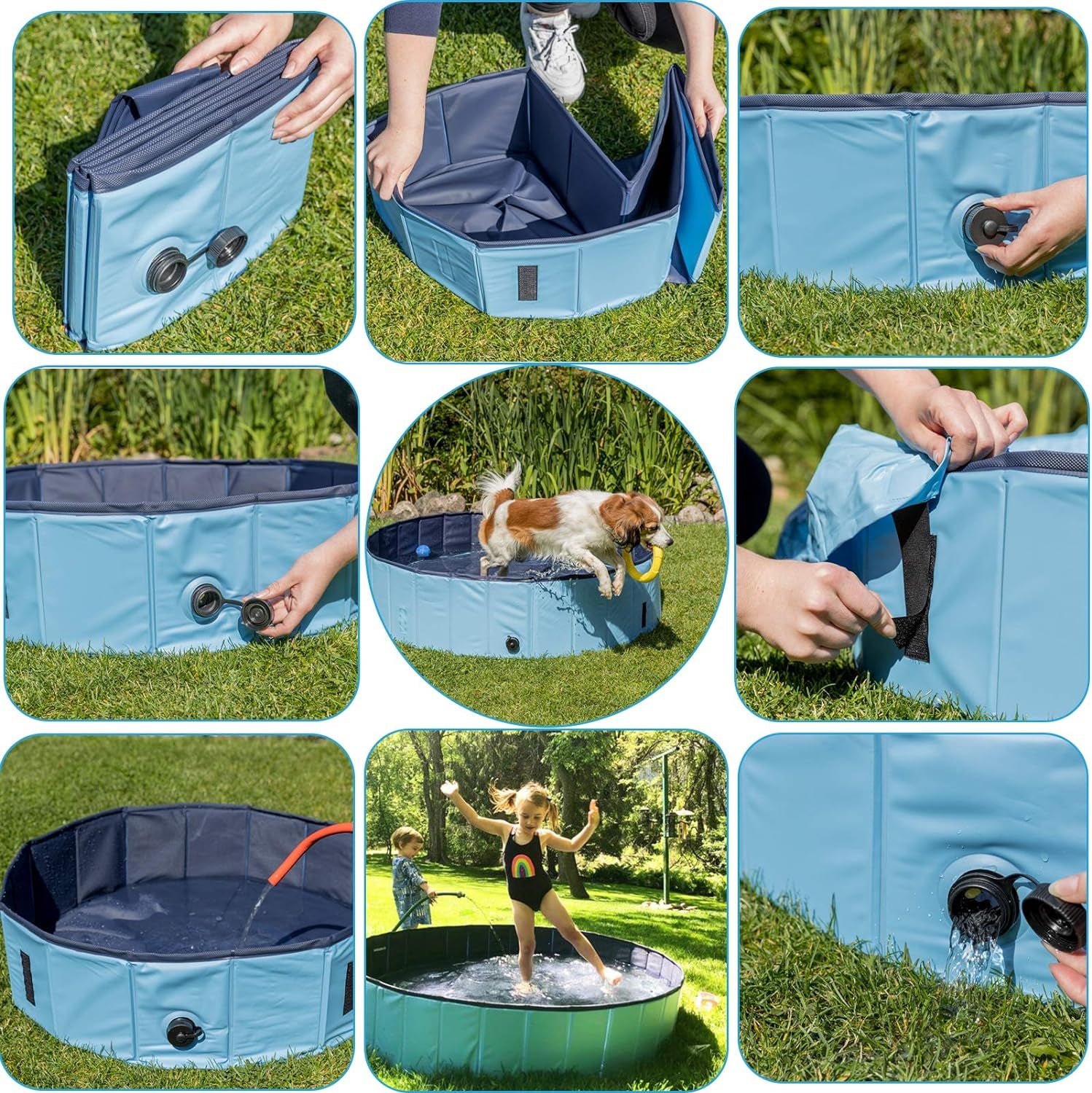 Dog Pool Foldable Pet Outdoor Swimming Pool Collapsible Anti-Slip 