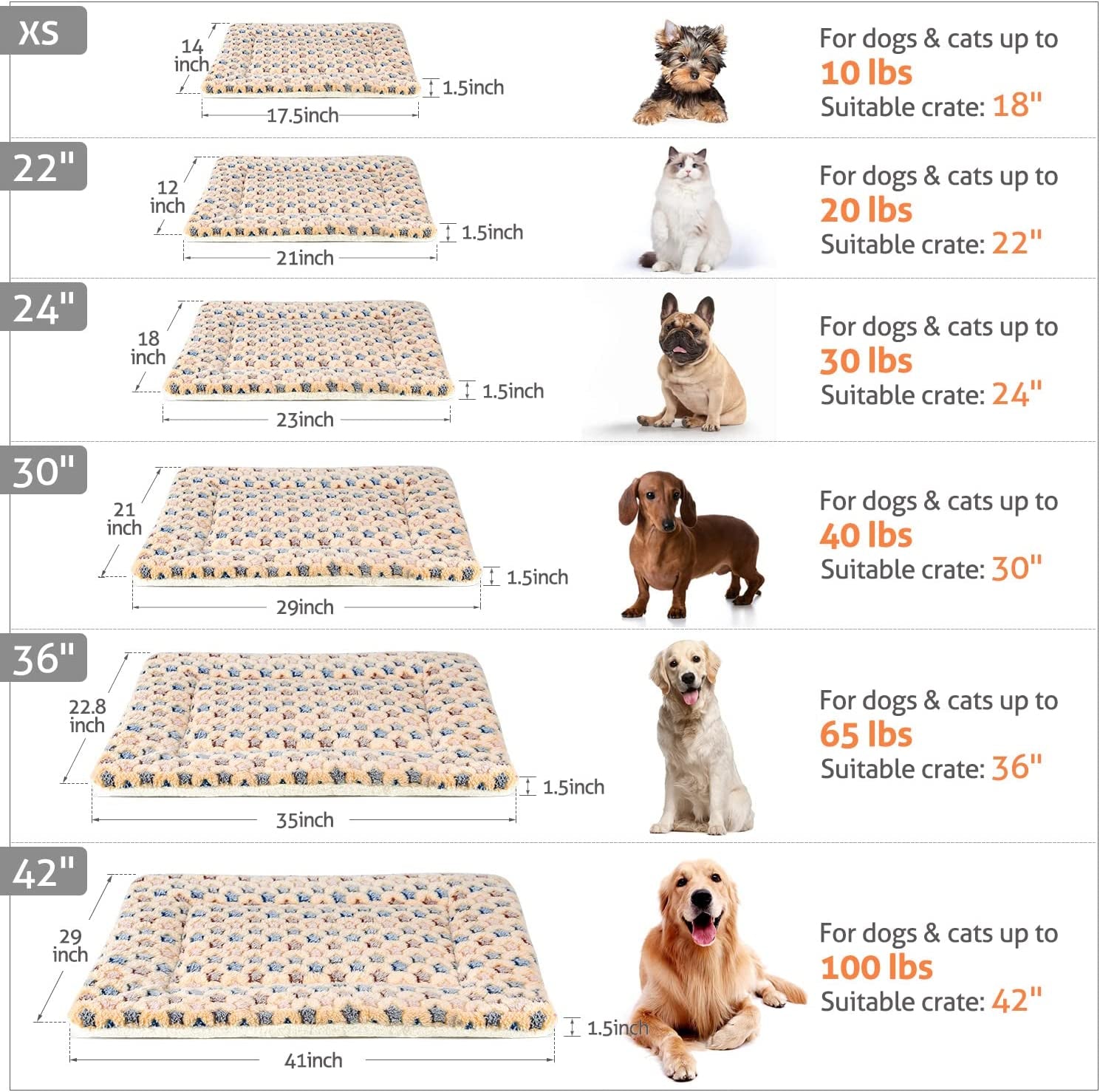 Dog Bed Crate Pad Ultra Soft Pet Bed with Cute Star Print Washable Crate Mat