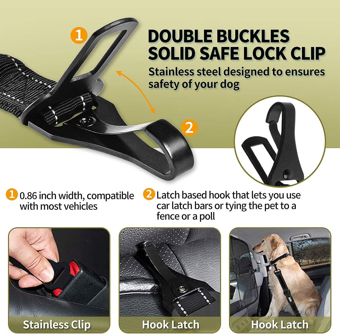 Dog Car Seatbelts 2 Pack Pet Car Seat Belts Adjustable Heavy Duty