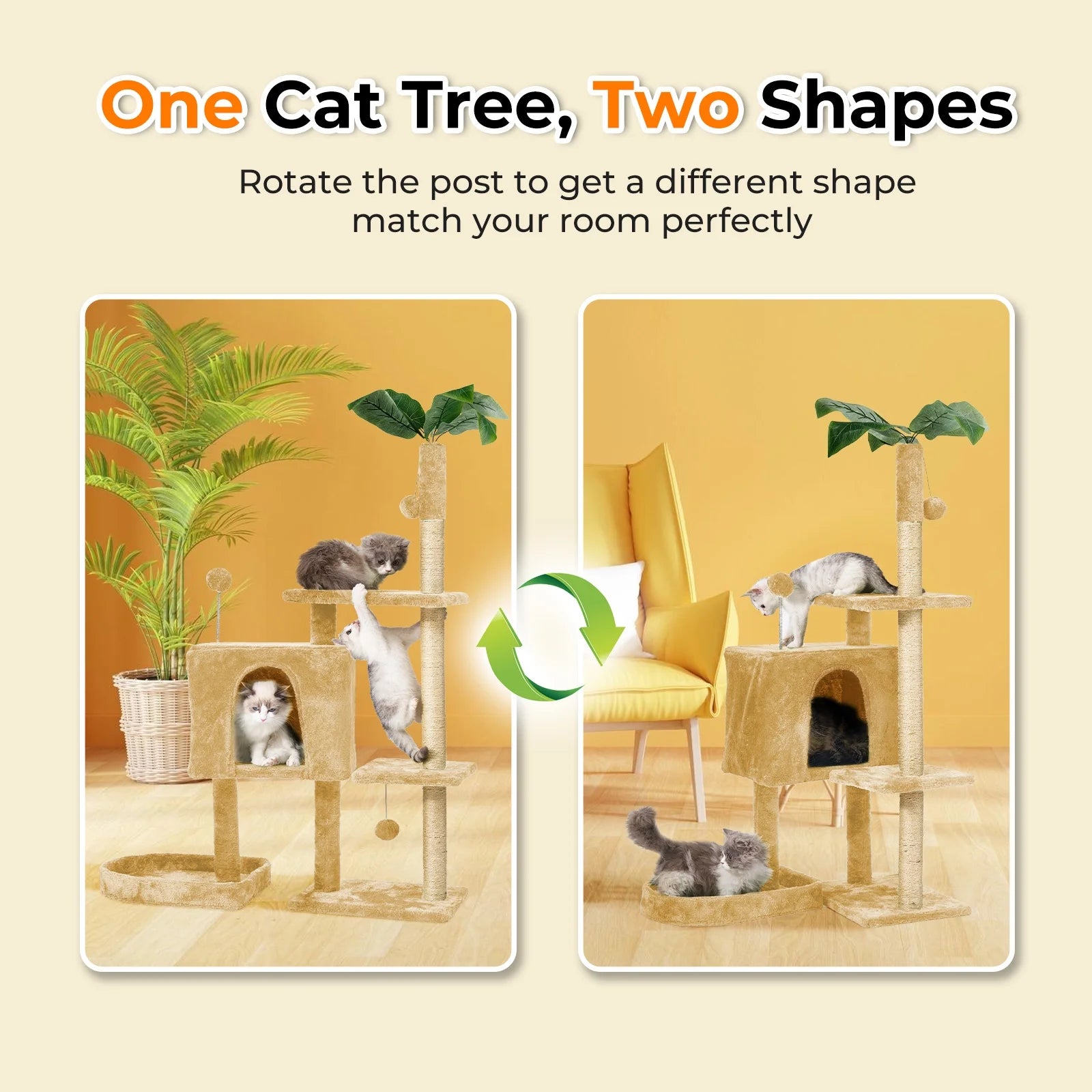 Cat Tower for Indoor Cats, Cat Tree with Scratching Posts Plush Perch Stand