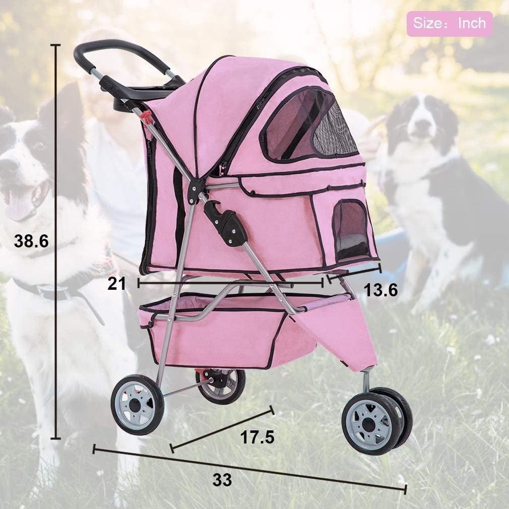 3 Wheels Pet Stroller Dog Stroller Cat Cage Jogger Stroller