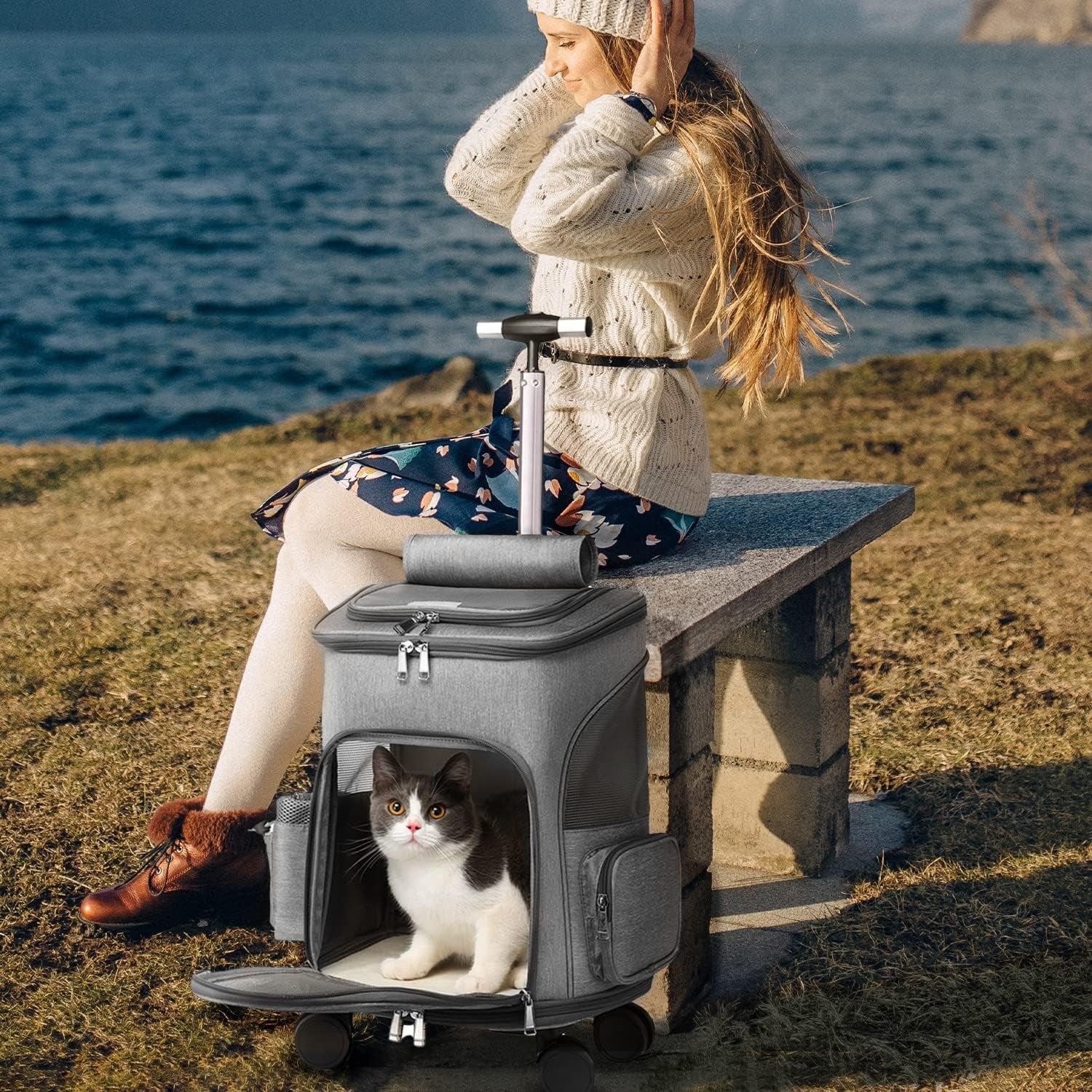 Airline Approved Pet Carrier Backpack with Wheels