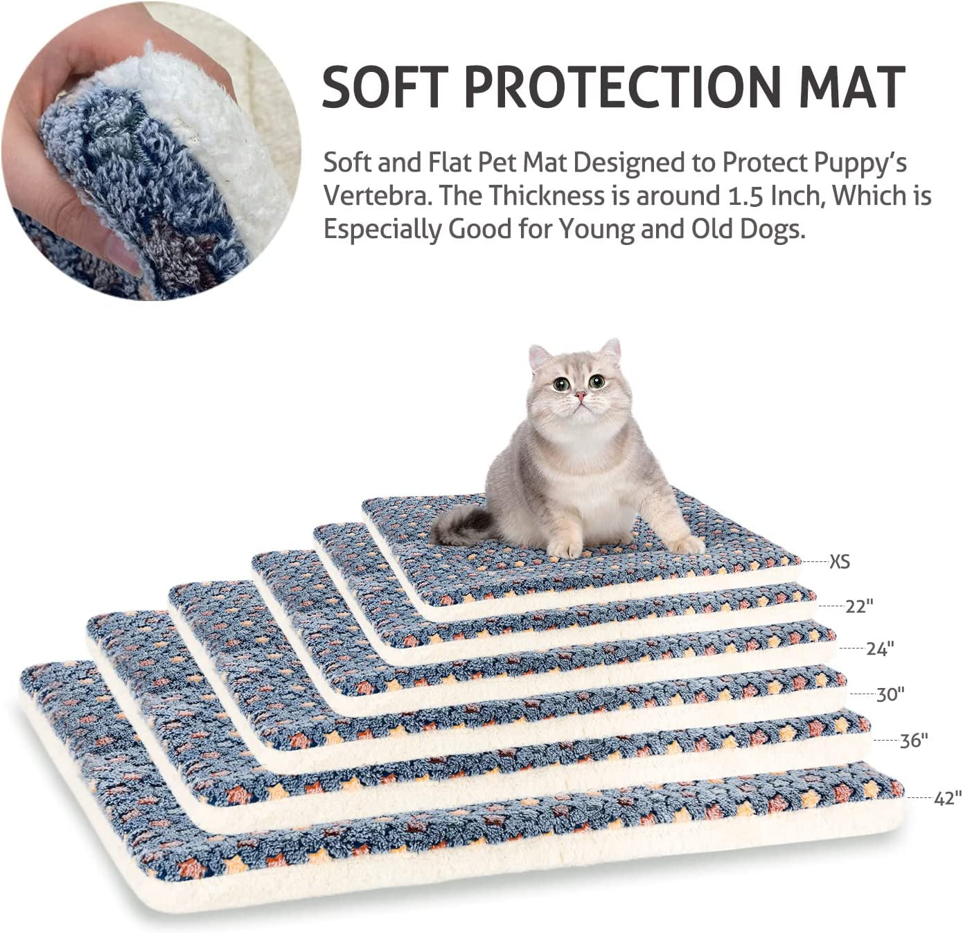 Dog Bed Crate Pad Ultra Soft Pet Bed with Cute Star Print Washable Crate Mat 