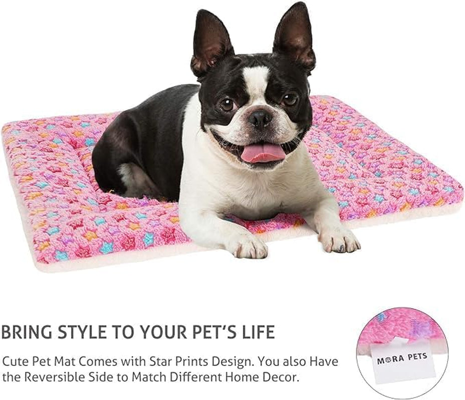 Dog Bed Crate Pad Ultra Soft Pet Bed with Cute Star Print Washable Crate Mat