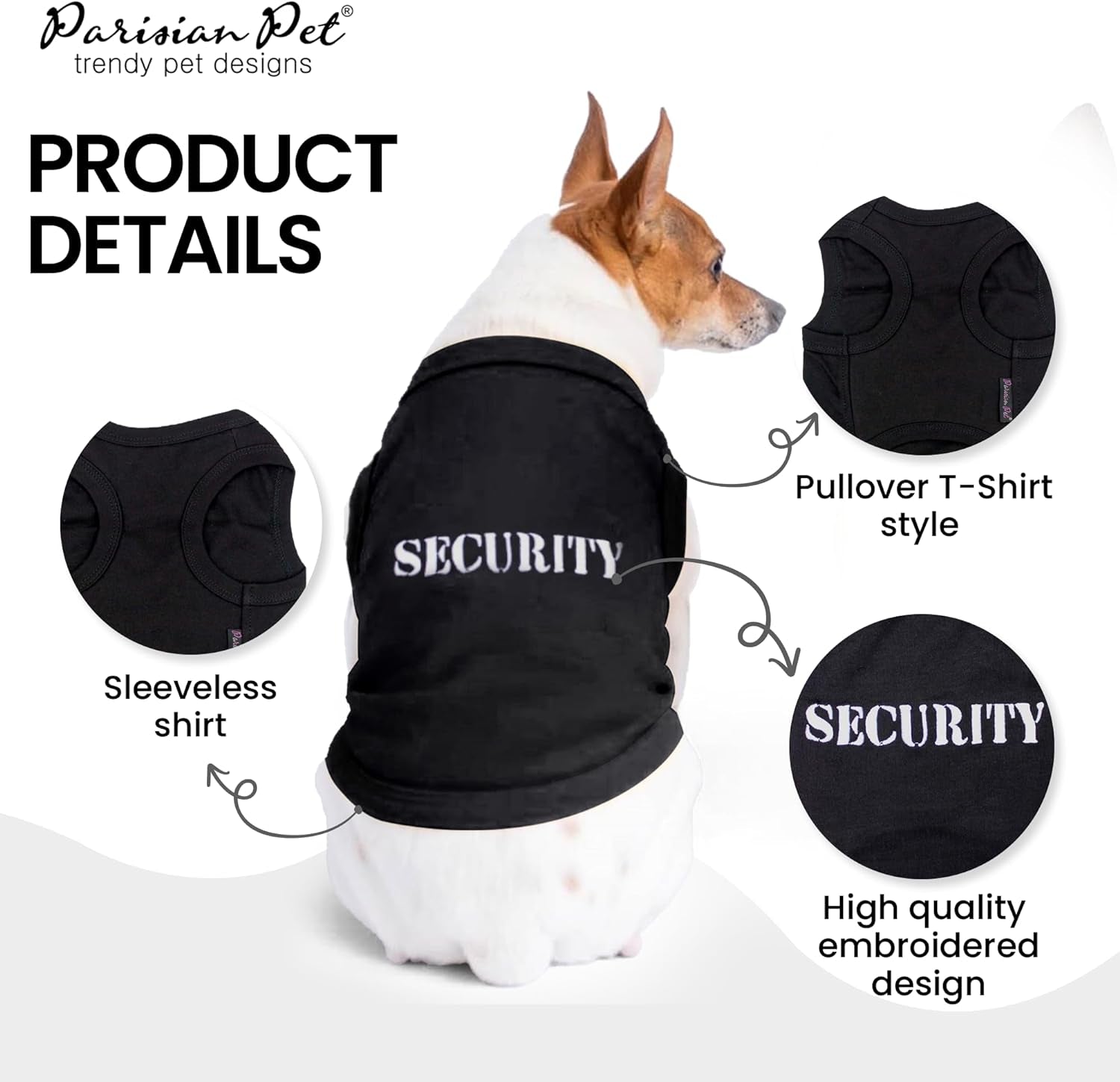 Dog T-Shirt with Embroidered 'Security' Word ,Breathable Dog Security Shirt 