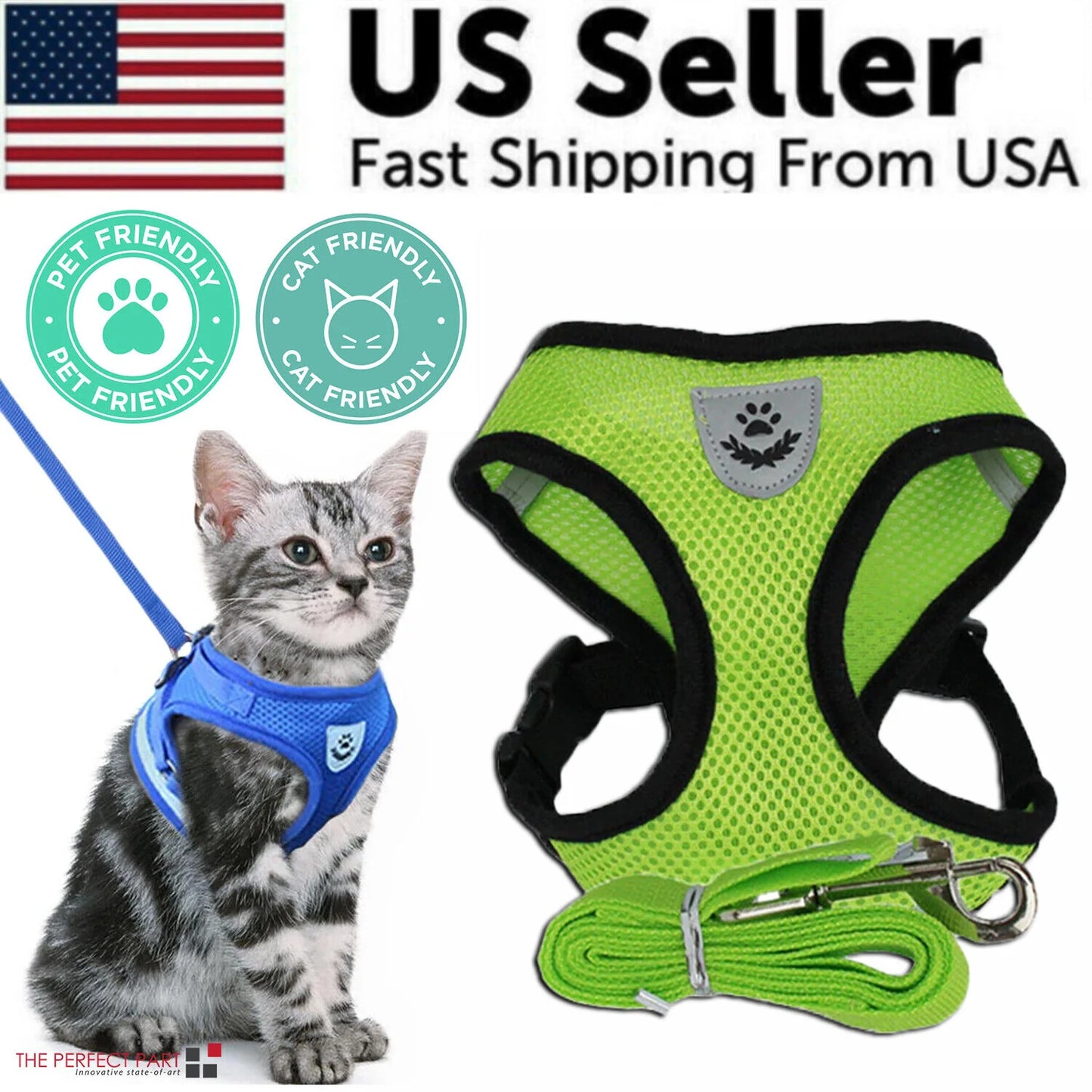 Cat Dog Pet Harness Adjustable Control Vest Dogs Reflective