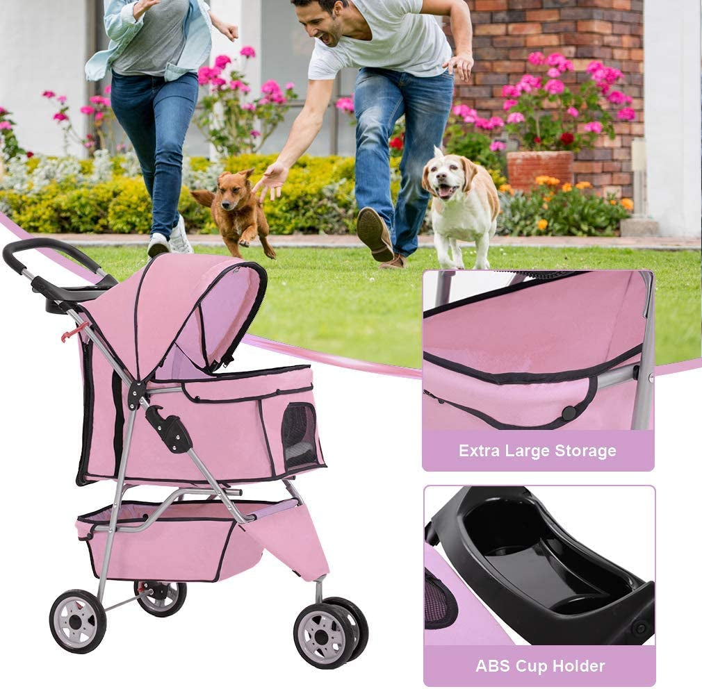 3 Wheels Pet Stroller Dog Stroller Cat Cage Jogger Stroller