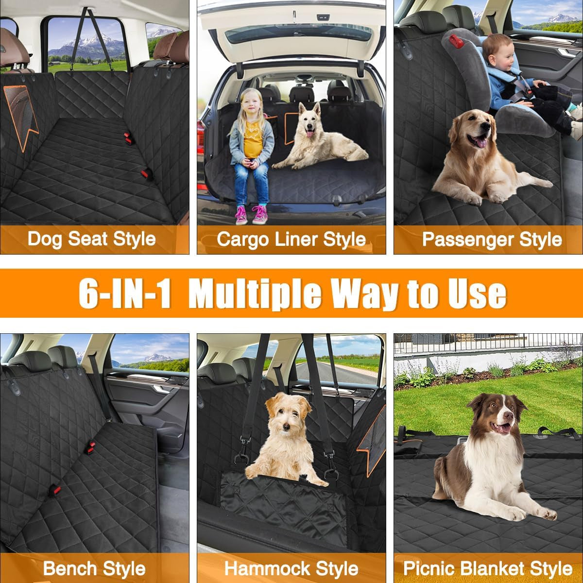 Dog Car Seat Cover for Back Seat,Waterproof 