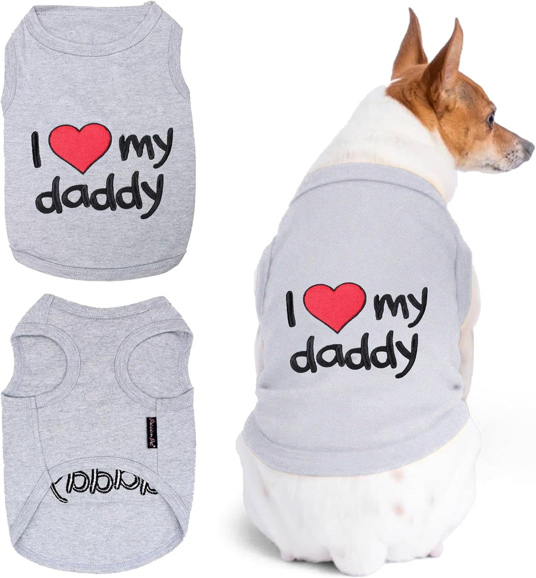 Unisex Dog T-Shirt with Embroidered 'I Love My Daddy' 