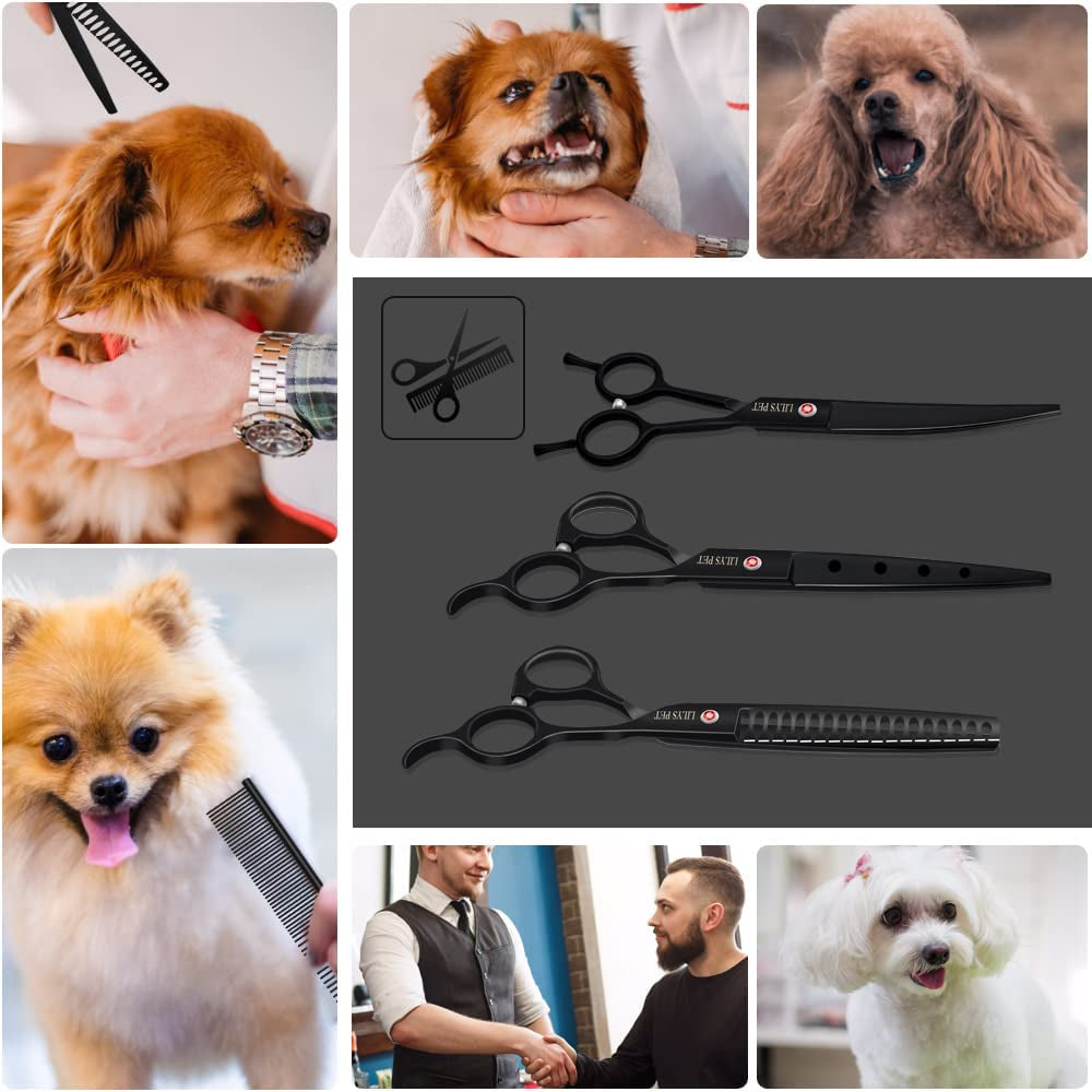 Professional PET DOG Grooming Scissors Cutting&Curved&Thinning Shears