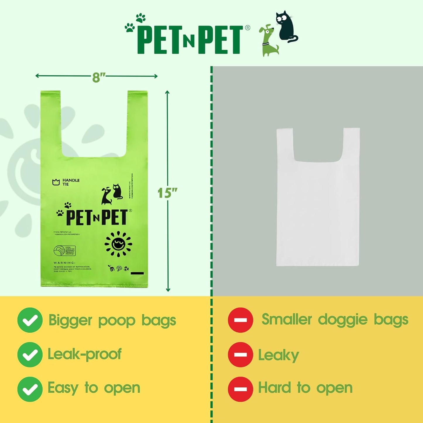  Counts Unscented Dog Poop Bags with Tie Handles