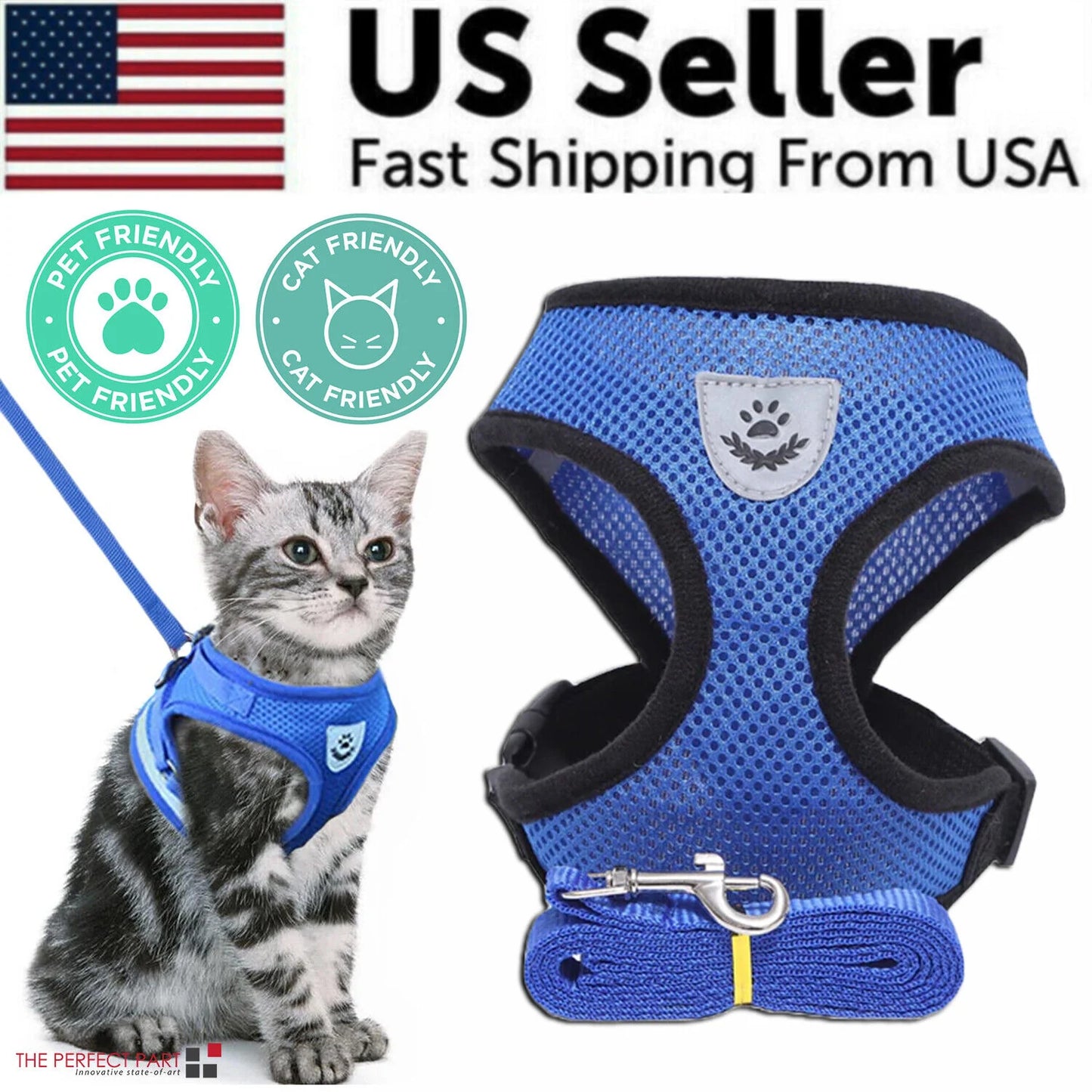 Cat Dog Pet Harness Adjustable Control Vest Dogs Reflective