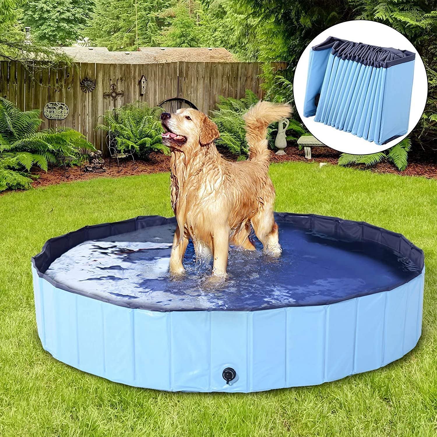 Dog Pool Foldable Pet Outdoor Swimming Pool Collapsible Anti-Slip 