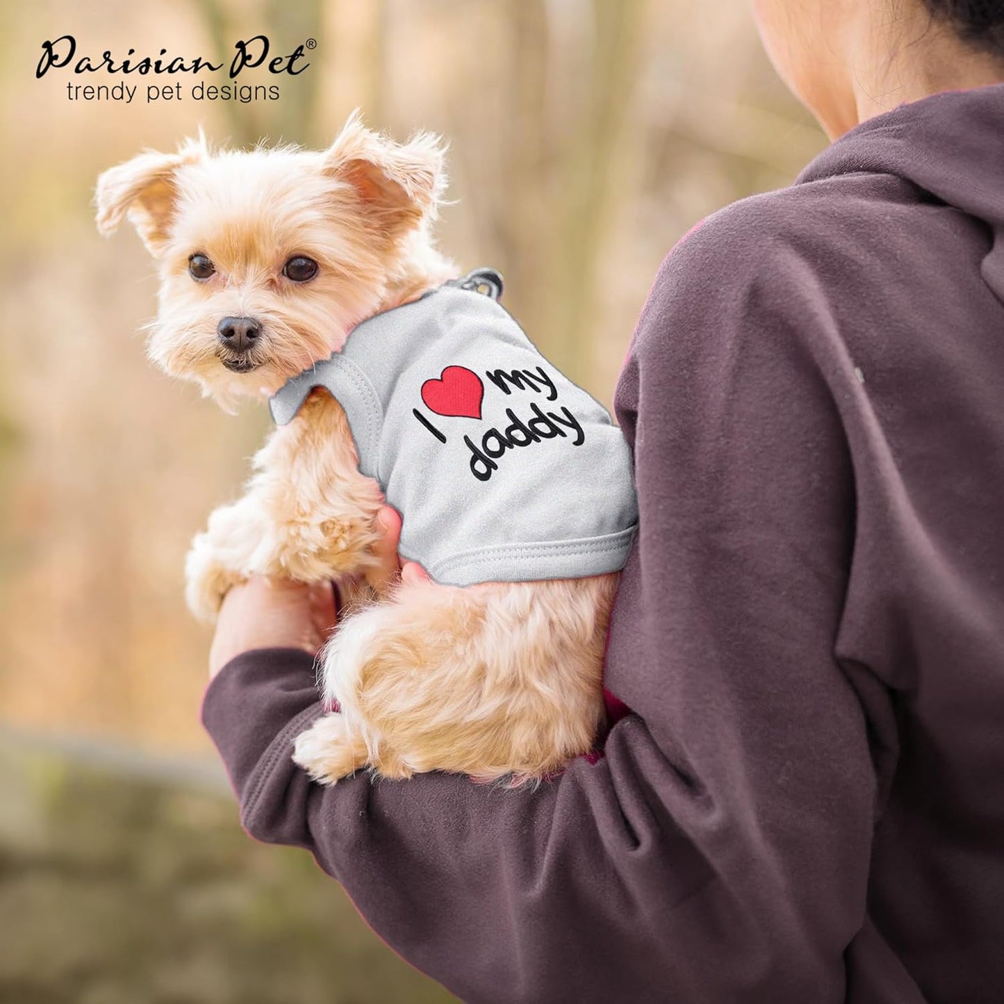 Unisex Dog T-Shirt with Embroidered 'I Love My Daddy' 