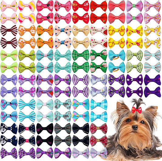 Pet Dog Hair Bows with Rubber Bands Cat Puppy Grooming Hair Accessories