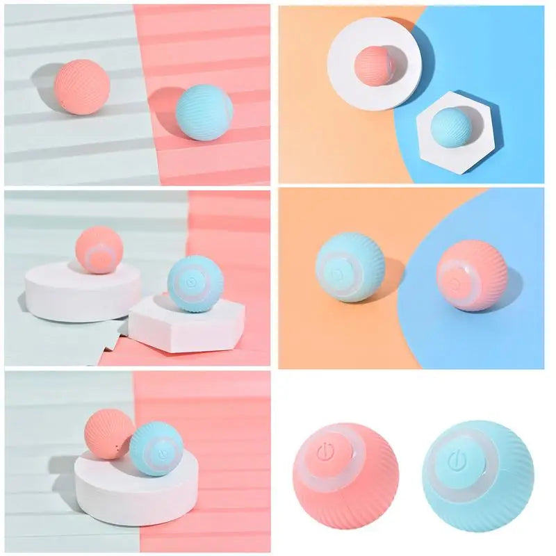 Rechargeable Cat Ball Toy Smart Automatic Rolling Kitten Toys 360 Degree Spinning Ball