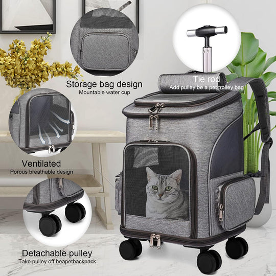Airline Approved Pet Carrier Backpack with Wheels