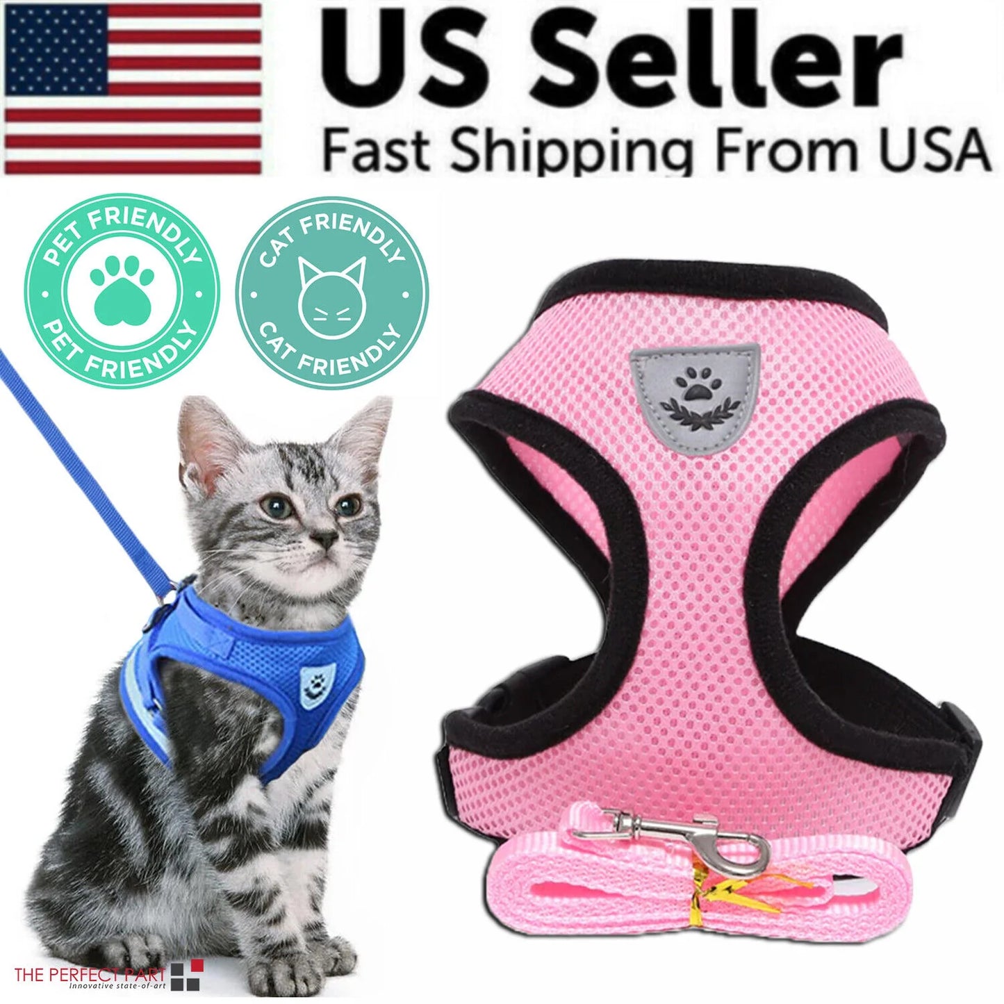 Cat Dog Pet Harness Adjustable Control Vest Dogs Reflective