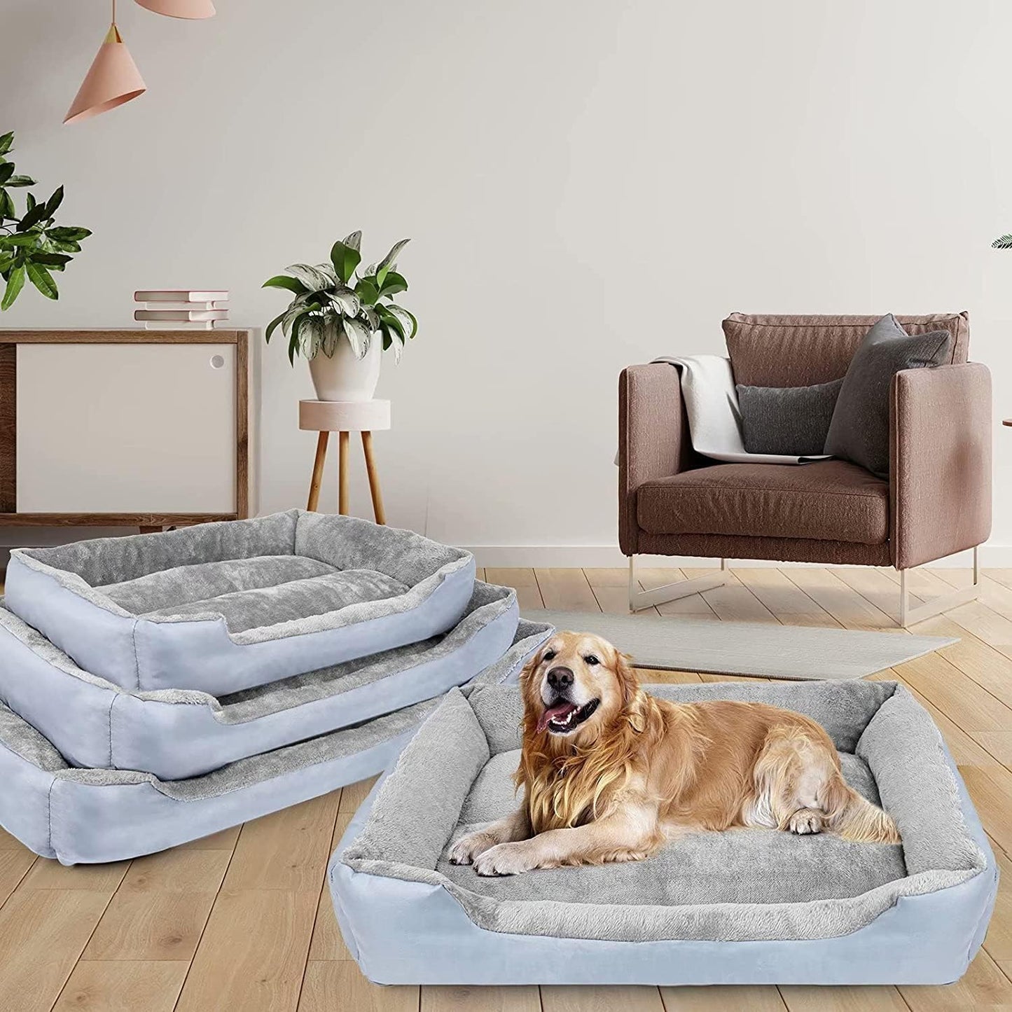 Dog Bed for Medium Dogs, Warming Washable Rectangle Pet Bed