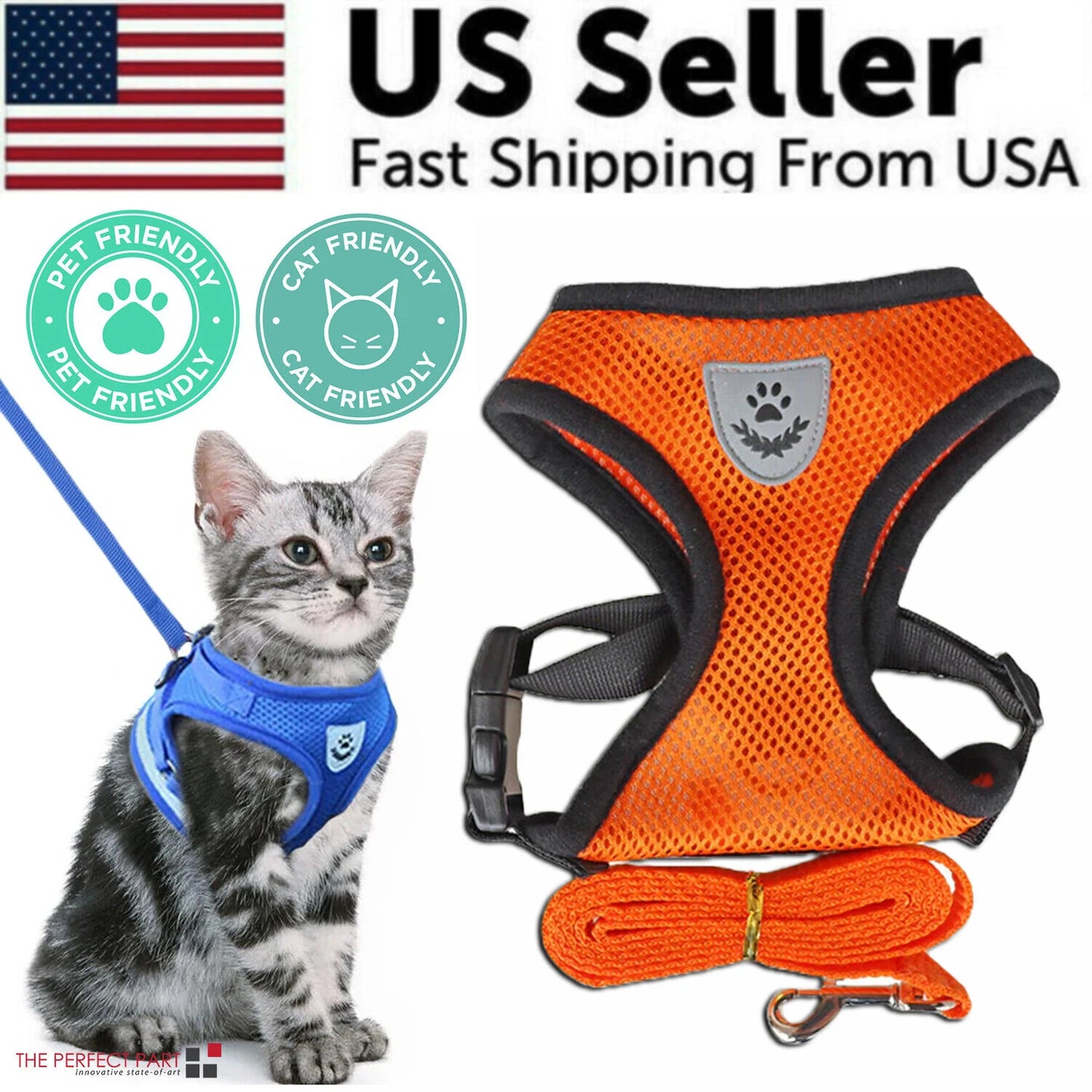 Cat Dog Pet Harness Adjustable Control Vest Dogs Reflective