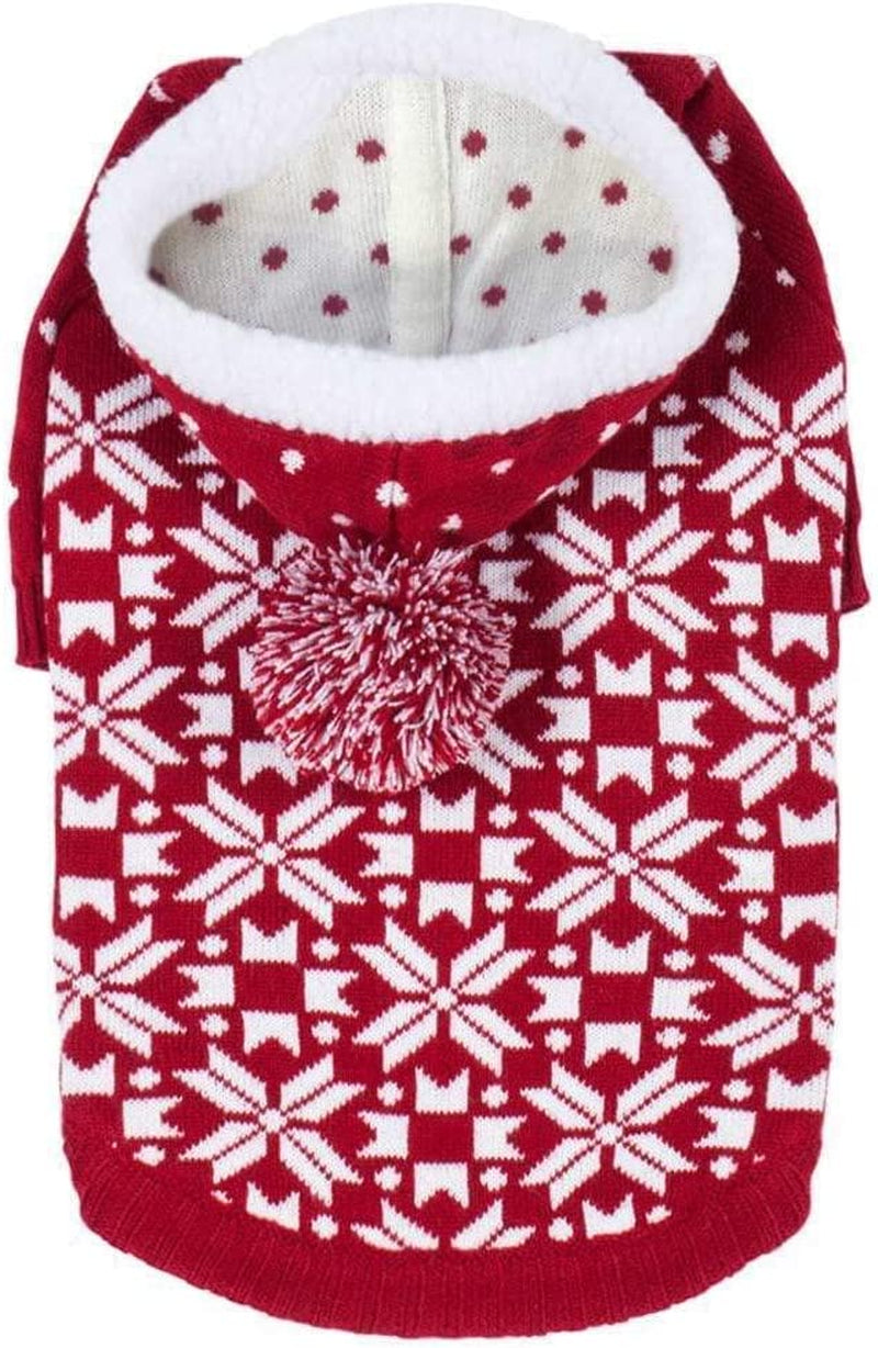 Let It Snow Classic Ugly Christmas Holiday Snowflake Pullover Hoodie Dog Sweater 