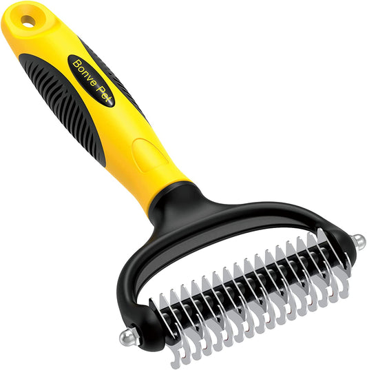 Brush Dog Brush - Double Sided Undercoat Rake for Dogs and Cats