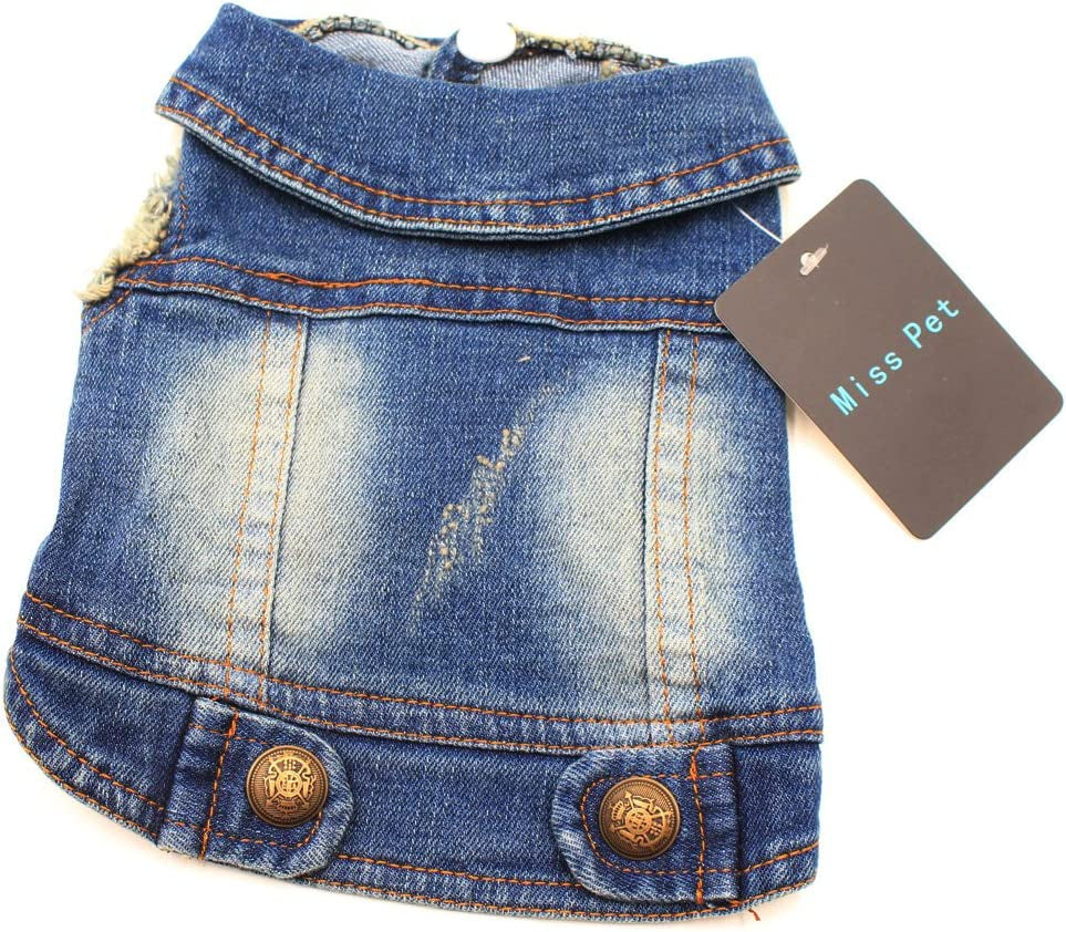  Denim Cute Pet Dog Puppy Coat Jacket Clothes Costume Apparel Hoodies