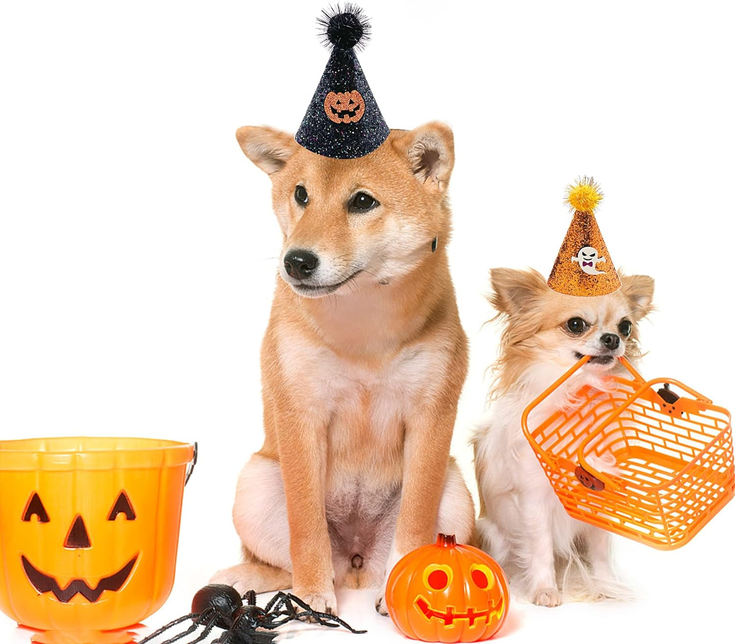 Halloween Small Dogs Hats and Bowties Sets Orange Black Ghost Holiday Cat Party Hat 