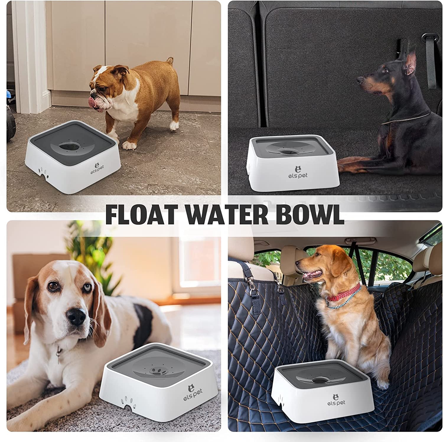  Water Feeder Dispenser with Floating Disk, Travel Pet Water Bowl with Replacement Filter for Dogs