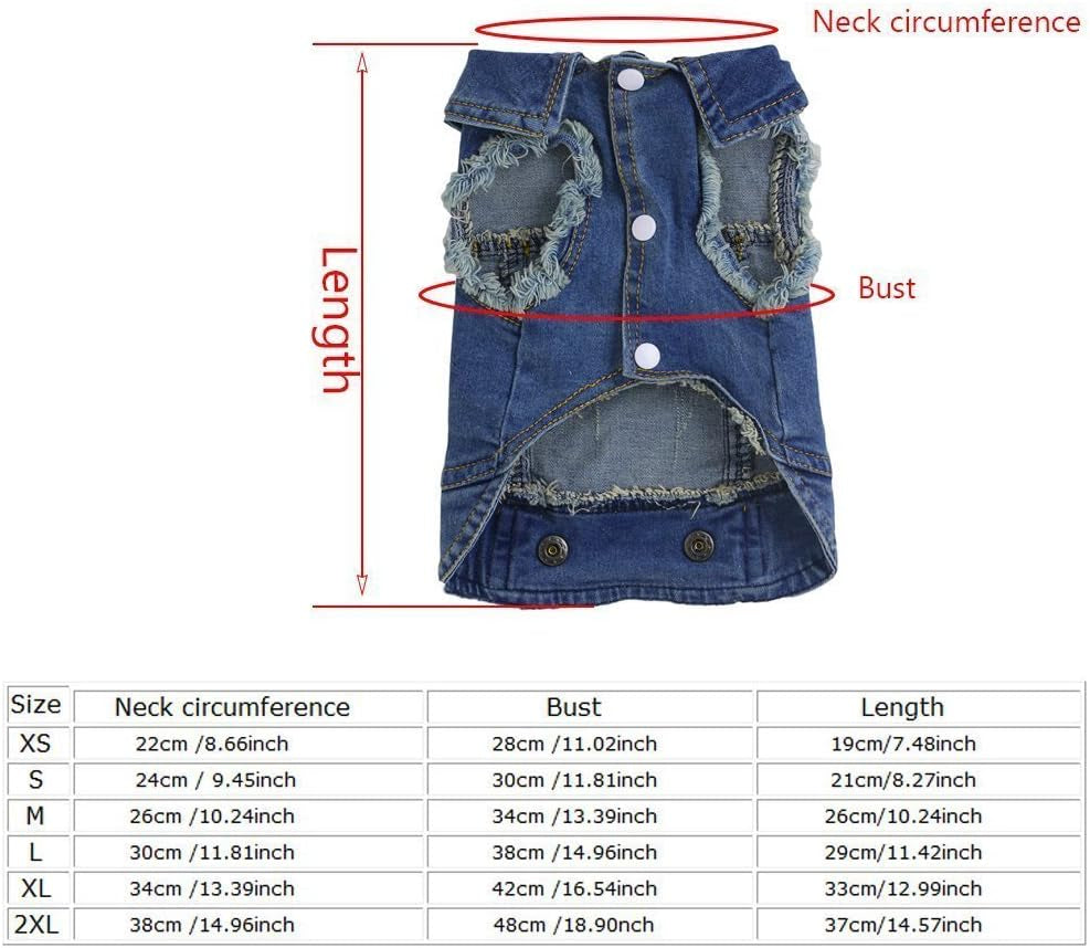  Denim Cute Pet Dog Puppy Coat Jacket Clothes Costume Apparel Hoodies