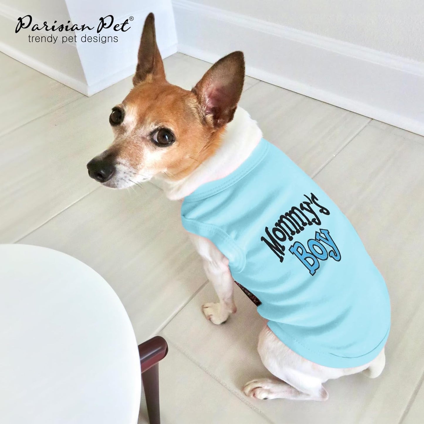 Dog T-Shirt with Embroidered 'Mommy’S Boy.