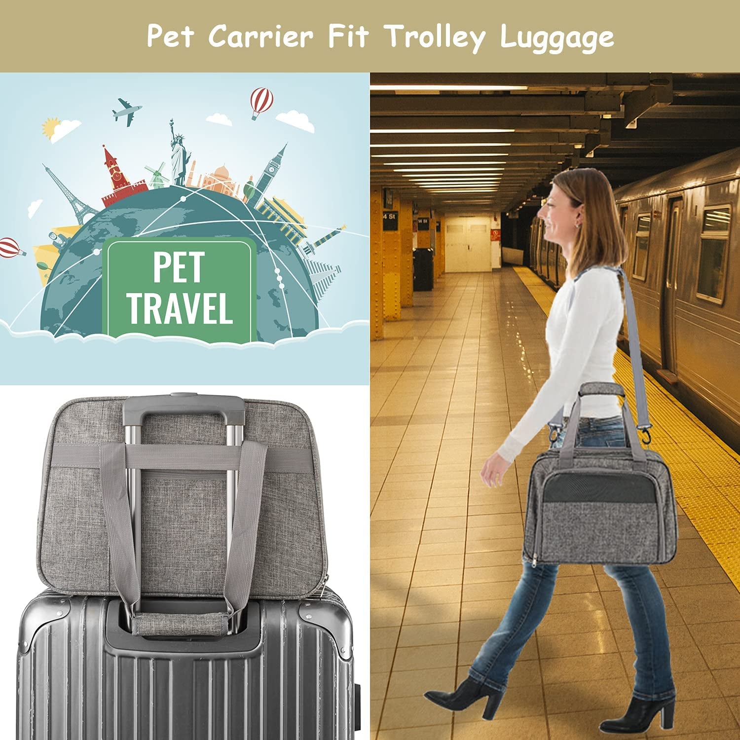 Soft Pet Carrier Breathable Mesh Window - Cat Carrier Airline Approved 