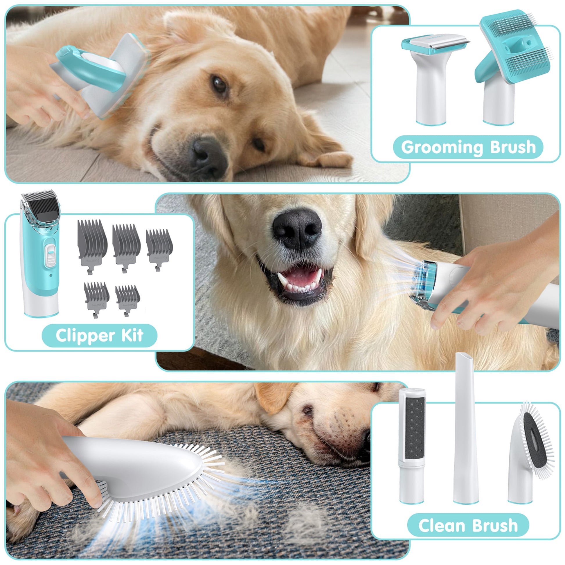 Dog Grooming Kit Vacuum, 6 in 1 Pet Grooming Vacuum