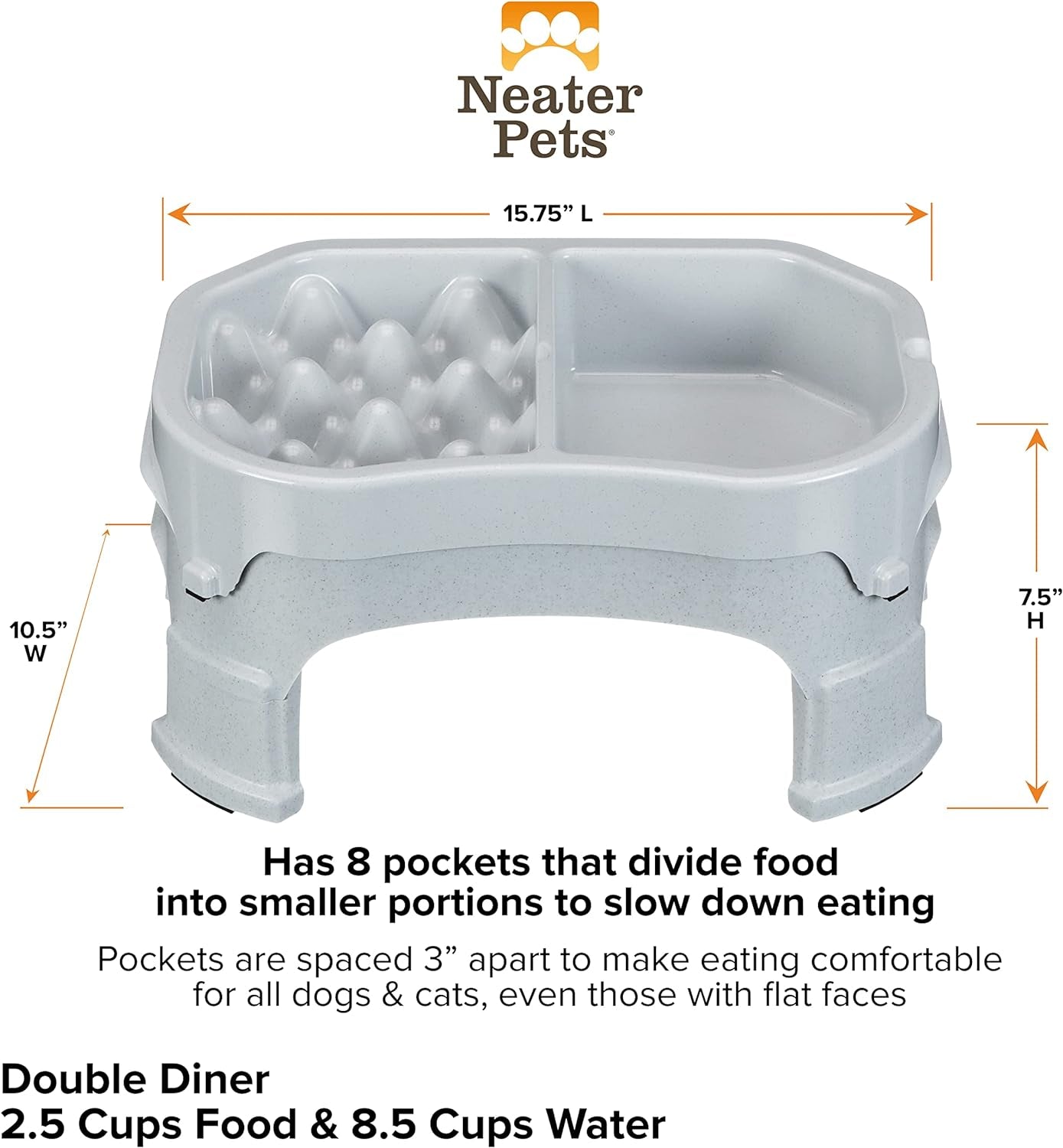 Neater Raised Slow Feeder Dog Bowl – Elevated and Adjustable Food Height