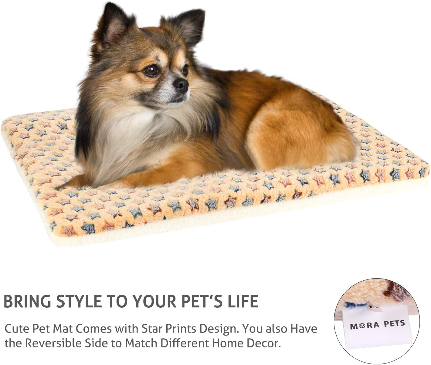 Dog Bed Crate Pad Ultra Soft Pet Bed with Cute Star Print Washable Crate Mat